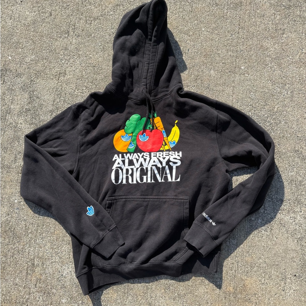 adidas Black Hoodie with Multicolor Fruit Print